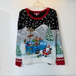 Jollidays Ugly Christmas Sweater Santa Road Trip Colorful Womens XXL